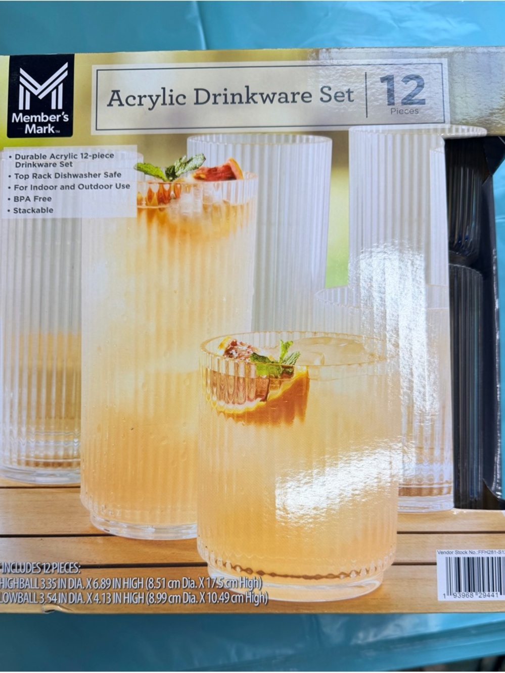 Clear Acrylic Drinkware Set - 12-Piece
